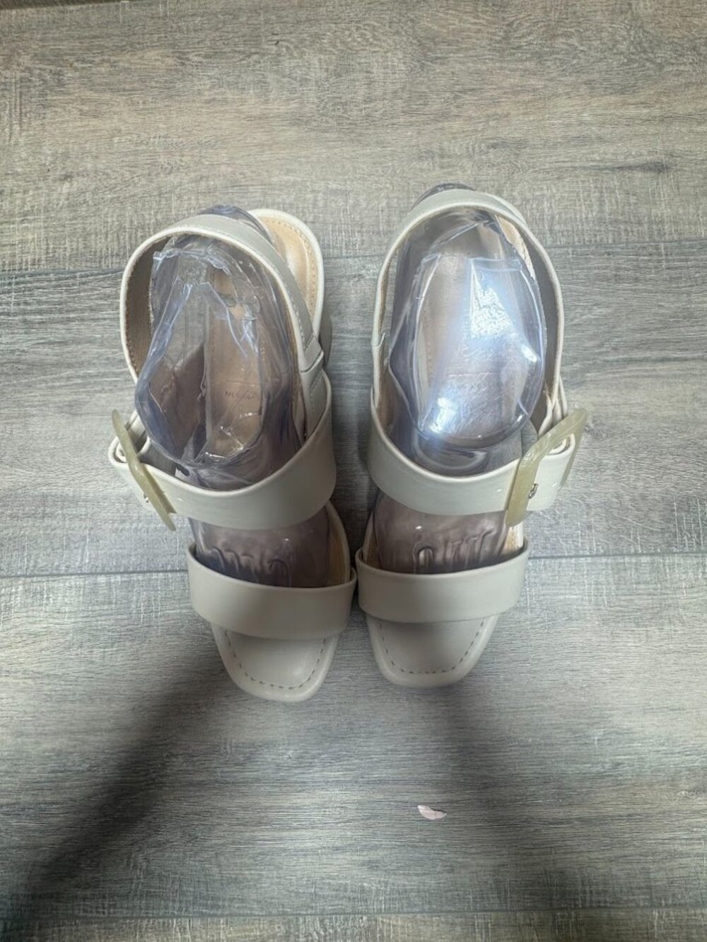 Lauren Conrad Milenna Cream Double Strap Open Toe Heels Women's Size 10 - Picture 2 of 6